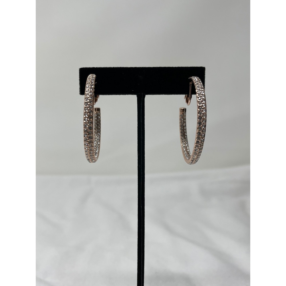 Joan Boyce Hoop Earrings Womens OS Copper New CZ Pavé